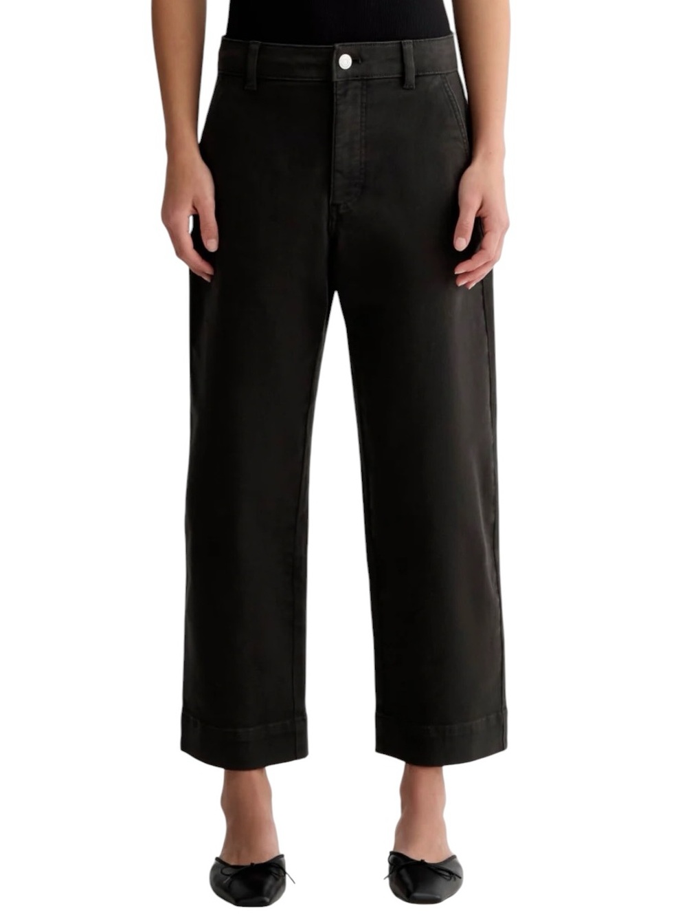 Everlane - The Utility Straight Leg Pant Black High Rise Organic Cotton Sz 4